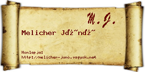 Melicher Júnó névjegykártya